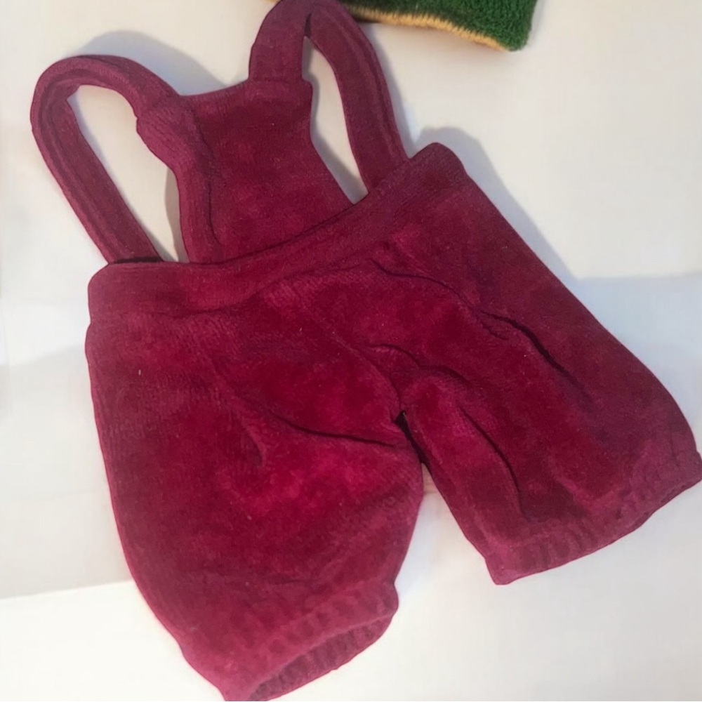Vintage Ty Burgundy Velour Overalls No Buttons 6”
